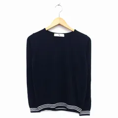 N.Natural Beauty Basic N.ナチュラルビューティーベーシック ニット セーター 長袖 丸首 切替リブ ライン M ネイビー 紺 /HT21