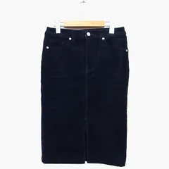 ナノ&コー nano&co コーデュロイ スカート タイト 膝下 スリット 刺繍 コットン 綿 36 ブラック 黒 /HT16