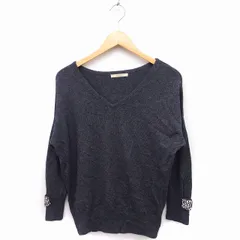 スピック&スパン Spick&Span Vネック ニット セーター 長袖 装飾 アンゴラ混 チャコール /FT17