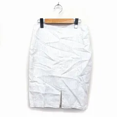 バナナリパブリック BANANA REPUBLIC スカート タイト ひざ丈 リネン バックジップ ストライプ 00 白 ホワイト /NT21