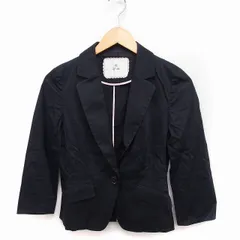 エフデ ef-de テーラード ジャケット アウター 七分袖 無地 コットン 綿 9 ブラック 黒 /FT23