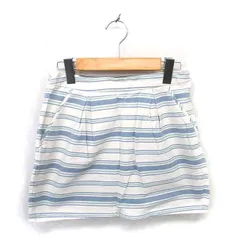 ページボーイ PAGE BOY キュロット パンツ ショート スカート風 ボーダー F アイボリー ブルー 青 /TT30