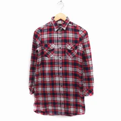 シップス SHIPS チェック柄 シャツワンピース 長袖 ひざ丈 コットン 綿 S レッド 赤 /FT31