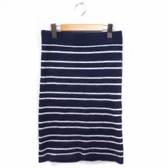 ミラオーウェン Mila Owen スカート ニット ボーダー タイト ミモレ丈 ロング アンゴラ混 F ネイビー 紺 /FT9