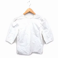 ナノユニバース nano universe シャツ ブラウス レースカラー透け感 コットン 綿 タック クロップド 七分袖 36 オフホワイト /NT4