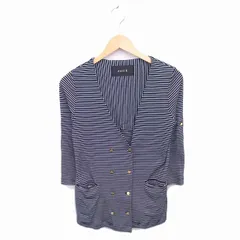 フォンセ FONCE カーディガン ボーダー Vネック 七分袖 ブラック ホワイト 黒 白 /TT14