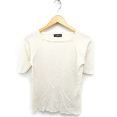 グリーンレーベルリラクシング ユナイテッドアローズ green label relaxing スクエアネック リブ ニット セーター 半袖 無地 シルク混 アイボリー 白 /FT8