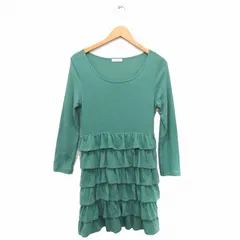 アー・ヴェ・ヴェスタンダード ミッシェルクラン a.v.v standard ワンピース ニット ティアード ボートネック 長袖 ひざ丈 ウール混 38 グリーン 緑 /FT22