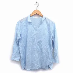 エニィスィス エニシス anySiS カットソー スキッパー 長袖 薄手 綿混 ストライプ 柄 2 ライトブルー 青 ホワイト 白 /HT12