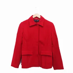 MIX 10 コート アウター ステンカラー ショート ウール L レッド 赤  /KT5