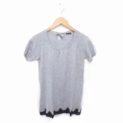 クローラ crolla チュニック ニット レース 薄手 丸首 ウール混 半袖 グレー ブラック 黒 /TT41