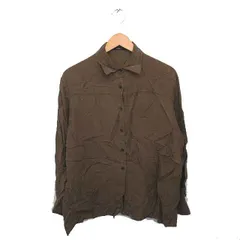 カスタネ Kastane チュニック ブラウス ステンカラー 薄手 無地 シンプル カーキ 長袖 F /TT20