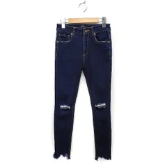 ジーナシス JEANASIS デニム スキニー スリム パンツ ダメージ 切りっぱなし S インディゴ 紺 /FT44