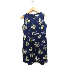 ロペピクニック ROPE Picnic フラワープリント フレア ワンピース ノースリーブ ひざ丈 丸首 38 ネイビー 紺 /FT44