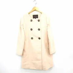 ジュエルチェンジズ Jewel Changes アローズ ピーコート アウター ノーカラー 丸首 ひざ丈 長袖 アンゴラ ウール混 38 ベージュ 薄茶 /MT8