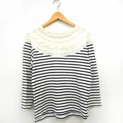 ロデオクラウンズワイドボウル RODEO CROWNS WIDE BOWL RCWB Tシャツ カットソー ニット リブ ボーダー 丸首 長袖 コットン 綿 F アイボリー ネイビー 紺 /MT11