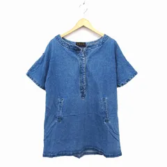 ナノユニバース nano universe ワンピース フレア ひざ丈 デニム コットン 綿 ワイド 比翼仕立て 五分袖 F 青 ブルー /NT20