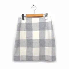 ナチュラルビューティーベーシック NATURAL BEAUTY BASIC スカート 台形 ミニ ウール混 チェック バックジップ S グレー /NT8