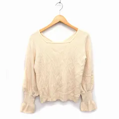 エムライン mline ニット セーター Vネック リブ ハイゲージ 長袖 F ベージュ /NT22