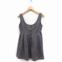 アースミュージック&エコロジー EARTH MUSIC & ECOLOGY フレア ジャンパースカート ワンピース ミニ ノースリーブ ウール混 M グレー /FT34