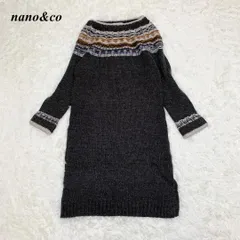 ナノユニバース ノルディック柄 ニットワンピース チャコールグレー ■