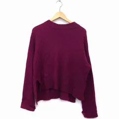 アースミュージック&エコロジー EARTH MUSIC & ECOLOGY セーター ニット 長袖 モックネック ロングテール ウール混 アルパカ混 総柄 リブ サイドスリット F パープル 紫 /HT15