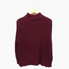 アースミュージック&エコロジー EARTH MUSIC & ECOLOGY セーター ニット 長袖 タートルネック ローゲージ サイドスリット 切替リブ 綿混 F ボルドー 赤 /HT16