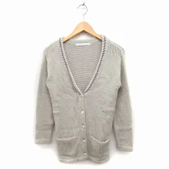 スピック&スパン Spick&Span カーディガン ニット 装飾 深Vネック アルパカ混 ミドルゲージ ベージュ /FT8