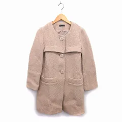 クローラ crolla ノーカラー コート アウター ミドル ニット ウール混 38 ベージュ /NT15