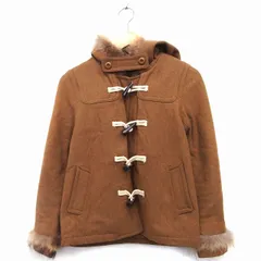 カスタネ Kastane ダッフル コート ショート丈 ジャケット ウール混 ラクーンファー 無地 シンプル 肩ヨーク FREE ブラウン 茶 /HT20