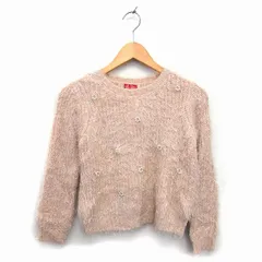 アースミュージック&エコロジー EARTH MUSIC & ECOLOGY ニット セーター ボートネック ショート丈 シャギー リブ ラメ混 長袖 M ピンク /NT19