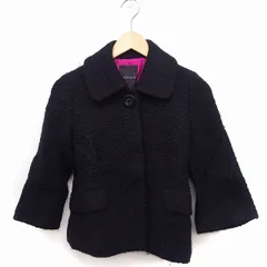 クローラ crolla スタンドカラー ジャケット アウター 七分袖 ウール 36 ブラック 黒 /FT44