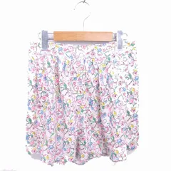 インデックス INDEX タグ付き キュロット ショート パンツ 花柄 サイドジップ L 薄茶 ライトベージュ ピンク /TT15