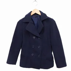 シモーヌリスト SIMONE LIST Pコート ピーコート アウター ショート丈 ダブル ジャケット 無地 F ネイビー 紺 /FT21