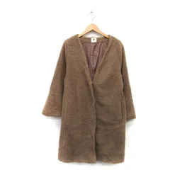 ブージュルード Bou Jeloud ノーカラー コート ボア ミドル丈 シンプル 38 ブラウン 茶 /KT4