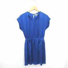 ボールジー BALLSEY トゥモローランド ワンピース 膝下丈 丸首 プルオーバー 薄手 半袖 38 青 ブルー /TT3