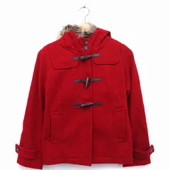アースミュージック&エコロジー EARTH MUSIC & ECOLOGY ダッフル コート ショート丈 ジャケット ウール混 綿混 ファー 無地 肩ヨーク S レッド 赤 /HT30