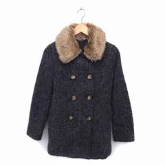 アーバンリサーチ URBAN RESEARCH ステンカラー コート アウター ショート フェイクファー ダブル ニット F 黒 ブラック /NT3