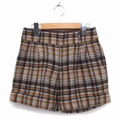 グリーンレーベルリラクシング ユナイテッドアローズ green label relaxing パンツ ショート ワイド ウール混 ロールアップ チェック 36 茶 ブラウン /NT9