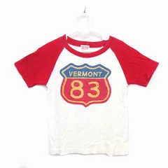 FIND FAVOR 子供服 Tシャツ カットソー ラグランスリーブ 半袖 コットン 綿 プリント 110 ホワイト 白 レッド 赤 /HT1