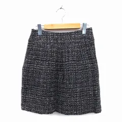 ノーリーズ Nolley's スカート 台形 ミニ ツイード ウール混 ラメ混 バックジップ 38 黒 ブラック /NT2