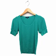 ロペ ROPE 半袖 ニット セーター ラウンドネック 無地 綿混 M グリーン 緑 /FT38