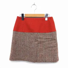 ノーリーズ Nolley's スカート フレア ミニ 切替 ツイード ウール混 バックジップ 36 オレンジ /NT11