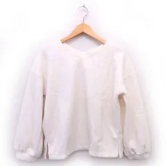 アースミュージック&エコロジー EARTH MUSIC & ECOLOGY ニット カットソー 長袖 ドロップショルダー Vネック 無地 F アイボリー /C