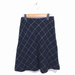 ナチュラルビューティーベーシック NATURAL BEAUTY BASIC フレア スカート ひざ丈 チェック ウール サイドジップ XS グリーン ネイビー 緑 紺 /TT5