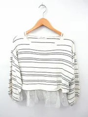 スナイデル snidel ニット セーター ボーダー 丸首 長袖 ペチコート チュール 水玉柄 ドット F ホワイト 白 /FT30