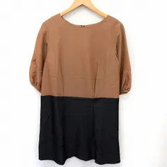 アーバンリサーチ ドアーズ URBAN RESEARCH DOORS ワンピース カットソー 七分袖 膝丈 配色 バックジップ FREE 茶 ブラウン /ST7