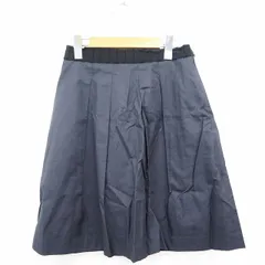 プライドグライド prideglide スカート ボトムス フレア リボン 無地 シンプル ひざ丈 36 ネイビー 紺 /MT32