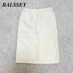 【美品】Ballsey ひざ丈タイトスカート 綿 総レース 36 ホワイト