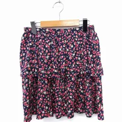 トゥービーバイアニエスベー To b. by agnes b. スカート 小花柄 ティアード ギャザー ミニ 綿 Tu ネイビー 紺 /FT5